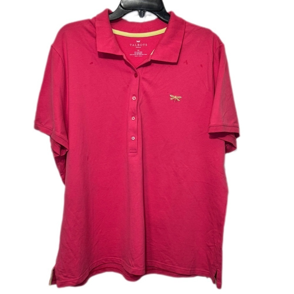 Talbots Women 3X Pink Polo Short Sleeve Cotton